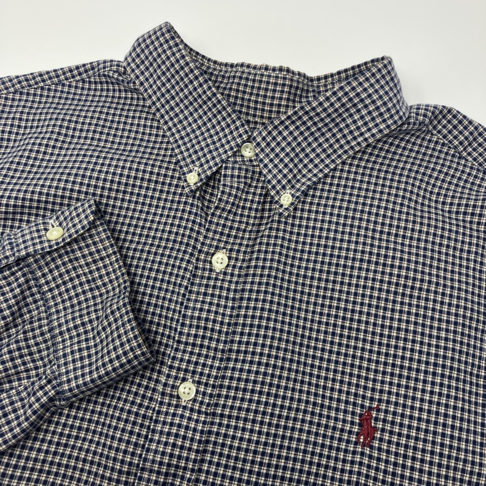 Ralph Lauren Men's 2XL Classic Fit Micro Check Plaid Shirt Button Down